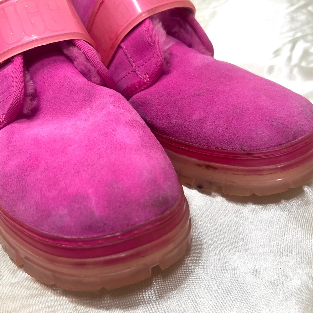 UGG Neumel Clear Chukka Boot Hot Pink Suede Wool Shearling Lined Size 8 - Picture 9 of 16